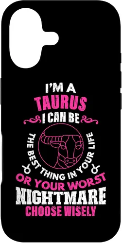Vista 32 de Funda gráfica para iPhone 13 Pro Max con signo zodiacal divertido soy un tauro