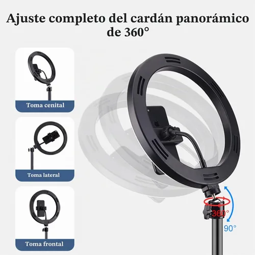 Vista 6 de Anillo de luz para selfie con 3 modos de luz y 10 niveles de brillo alimentado por USB, mini luz de relleno LED para YouTube/TIK