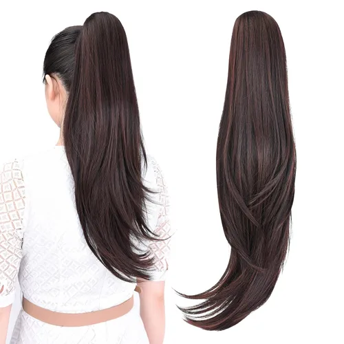 Vista 51 de extensión de cola de caballo, extensión de pelo con pinza de 12" cola de caballo rizada corta Extensión de pelo sintético de aspecto natural