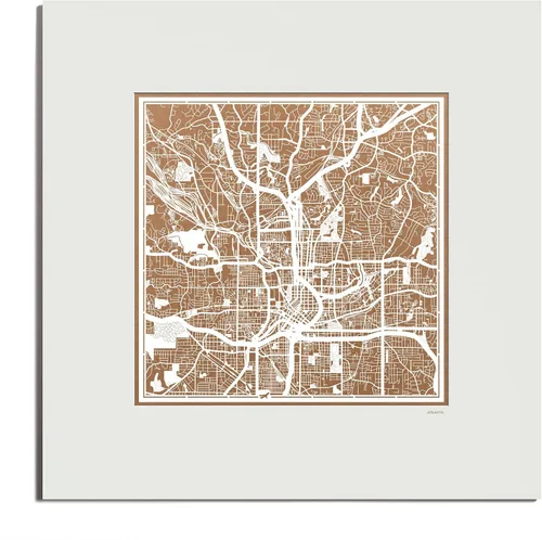 Vista 166 de O3 Design Studio San Diego, CA Paper Cut Map Matted Grey 20x20 in Paper Art