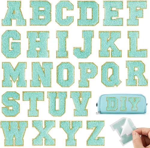 Vista 8 de Parches autoadhesivos de felpilla con letras A-Z, color negro, para ropa de tela, 26 piezas