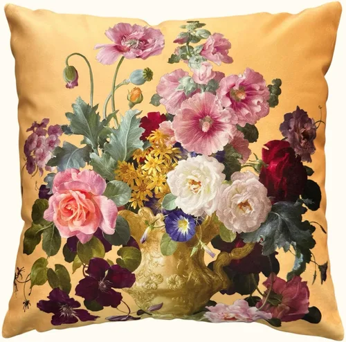 Vista 65 de Funda de cojín floral ligera de lujo, 18 x 18 pulgadas, pintura al óleo retro victoriana de doble cara, fondo negro, flor vibrante, funda de cojín
