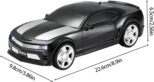 Vista 7 de WSTER Altavoz Bluetooth modelo de coche deportivo con sonido estéreo, emparejamiento TWS, luces LED de fiesta, reproducción USB/TF, ruedas móviles