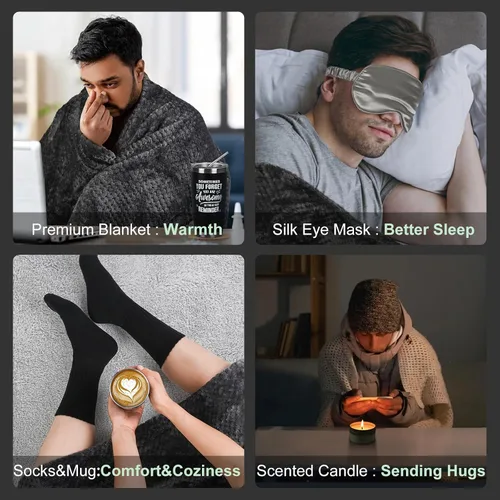 Vista 6 de Paquete de cuidados para hombres amigo enfermo, cesta de regalos que te mejores pronto para hombre, sentirse mejor después de cirugía recuperación