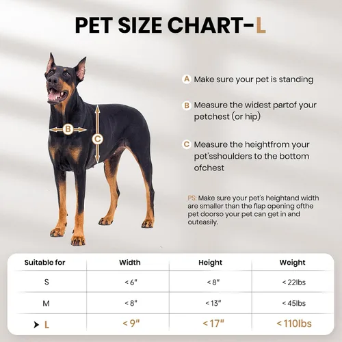 Vista 5 de Puerta para perro de aluminio, resistente a la corrosión, puerta grande para perros para puertas exteriores, puerta para perros con 2 solapas