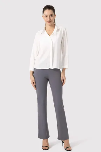 Vista 5 de Pantalones largos de mujer, con corte de bota y cintura alta, acampanados y con bolsillos, entrepierna de 28, 30, 32 o 34pulgadas, para yoga