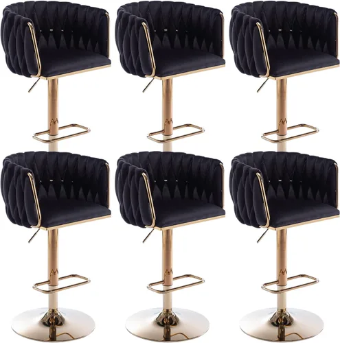 Vista 11 de Taburetes de bar giratorios de altura de mostrador, juego de 2 taburetes de bar modernos de terciopelo, sillas de bar tapizadas con respaldo tejido