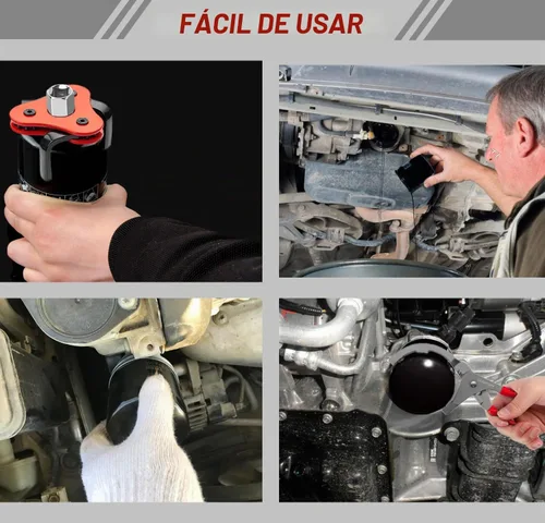 Vista 8 de Juego de 4 piezas de alicates para filtro de aceite, llave de filtro de aceite de 3 mandíbulas con embudo de ajuste para aceite, alicates