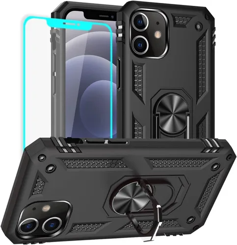 Vista 21 de Yiakeng Funda para iPhone 12 Mini: Funda para iPhone 12 Mini con protector de pantalla HD, fundas protectoras de grado militar con anillo para Verde