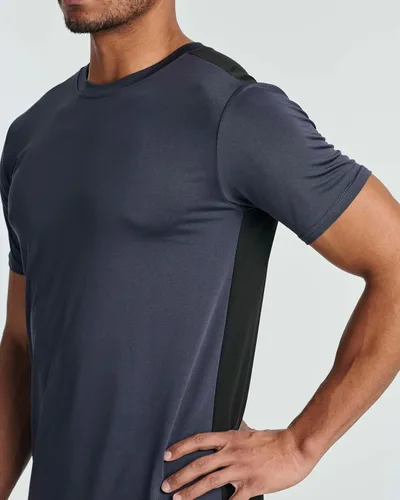 Vista 5 de Real Essentials Paquete de 5 camiseta de manga corta para hombre, cuello redondo, camiseta deportiva para correr, gimnasio, entrenamiento, camiseta