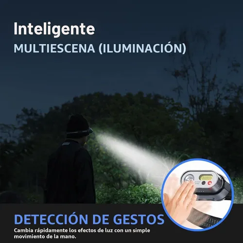 Vista 8 de SOPAMI - Linterna frontal recargable con estuche de carga y linterna