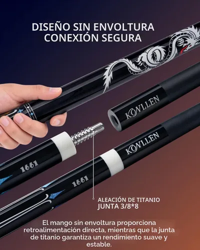 Vista 9 de KONLLEN 2.0 Carbon Fiber Pool Cue, Low Deflection Billiard Stick 015 AK-10YF 2.0 set-negro