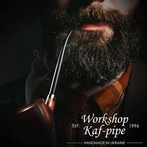 Vista 5 de Pipa de tabaco modelo KAF218 Churchwarden Style madera hecha a mano con forma de Dublín de madera de pera con tallo acrílico, caja de regalo