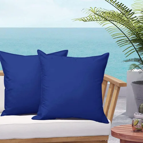 Vista 11 de 4 fundas de almohada impermeables de color azul claro para exteriores, fundas de almohada cuadradas modernas para patio, banco, muebles de patio 4