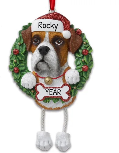 Vista 15 de Adornos de Navidad personalizados para perros 2024 – Corona de perro Beagle Adornos de Navidad para amantes de los perros, adorno de primera Navidad