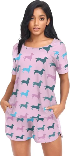 Vista 12 de Ollabaky Conjunto de pijama de perro de animales para mujer, conjunto de pijama de manga corta, conjunto de descanso para mujer Multi 01