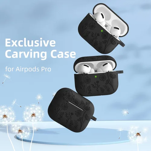 Vista 2 de Lerobo - Funda para AirPods Pro 2, funda de silicona suave con llavero para mujer Negro