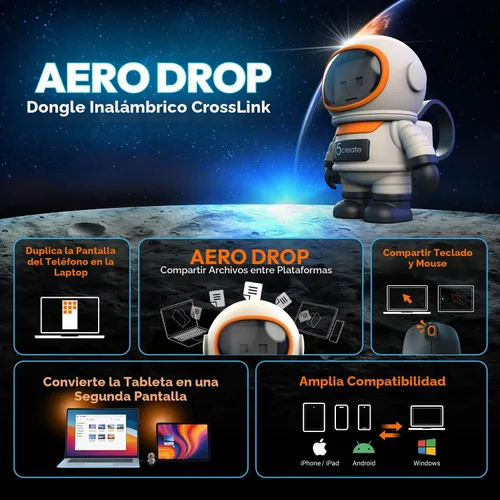 Vista 2 de j5create AeroDrop CrossLink Wireless Dongle - Compartir archivos instantáneos, fotos, teclado, mouse y pantalla entre iPhone/iPad/Android