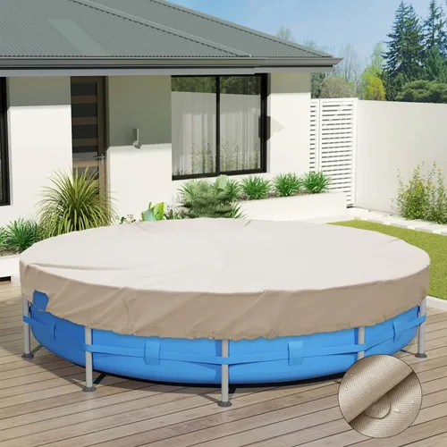 Vista 10 de ECOOPTS Cubierta redonda impermeable de poliéster para piscinas sobre el suelo, protector de cubierta de piscina de invierno (6 pies, turquesa)