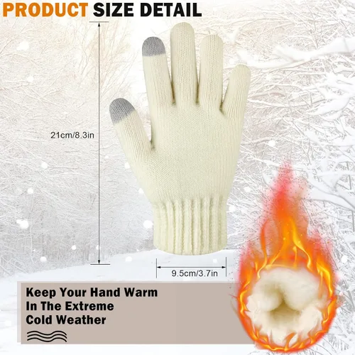 Vista 3 de ONESING 2 pares de guantes de invierno para hombre, guantes cálidos para hombre, guantes de punto para pantalla táctil, para clima frío