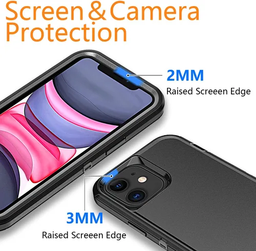 Vista 6 de YmhxcY Funda para iPhone 11 a prueba de golpes, a prueba de caídas, a prueba de polvo, 3 capas, duradera, resistente protección para teléfono Apple