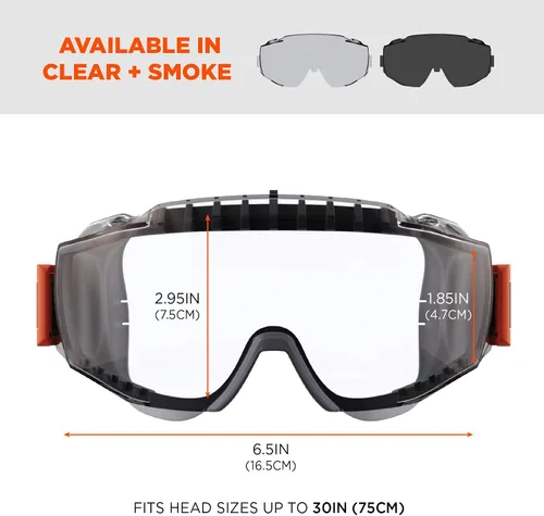 Vista 6 de Ergodyne Skullerz Modi - Gafas protectoras de seguridad OTG, ventilación indirecta, antiniebla, resistentes a los arañazos