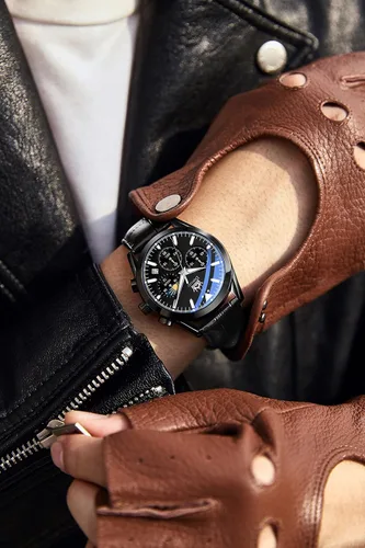Vista 6 de Devaco Reloj de negocios para hombre, de cuarzo japonés, luminoso, impermeable, con función de cronómetro de ventana de día