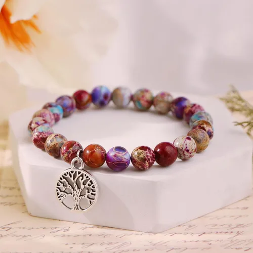 Vista 4 de Gifts for Mom Daughter Birthday Gifts Mother's Day Christmas Stretch Natural Stone Bracelets Tree of Life Jewelry for Women