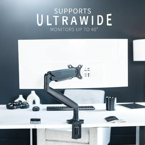 Vista 4 de VIVO Brazo de Monitor Individual de Aluminio Premium de Servicio Pesado para Monitor Ultraancho de hasta 40 pulgadas y 24 libras, Soporte de Montaje