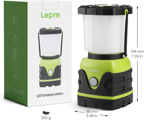 Vista 7 de Lepro Linterna LED de camping recargable de 1300 lúmenes, 4 modos de luz, banco de energía de 3600 mAh, IPX4 impermeable, linterna perfecta