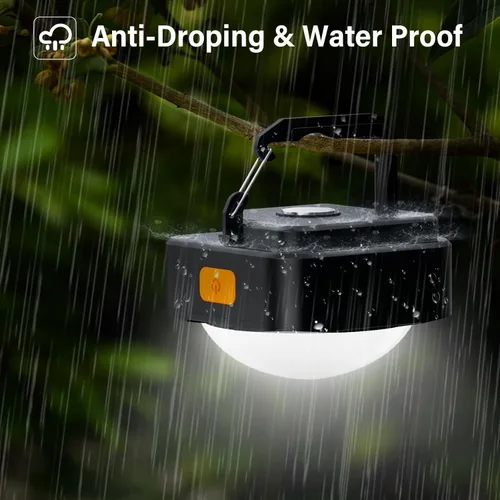 Vista 8 de Luces de Campamento Recargables FLY2SKY 2 Piezas Luces Negras para Tienda de Campaña Mini Linterna Linterna LED Portátil de Campamento Equipo