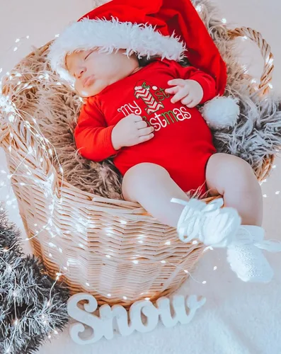 Vista 2 de Conjunto de 4 piezas de traje de Navidad para bebé, niña, niño, Año Nuevo, 4 piezas
