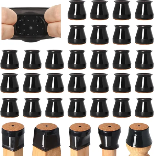 Vista 17 de 24 protectores de suelo para patas de silla para suelos de madera dura, cubiertas de silicona para proteger suelos de baldosas de madera, parte