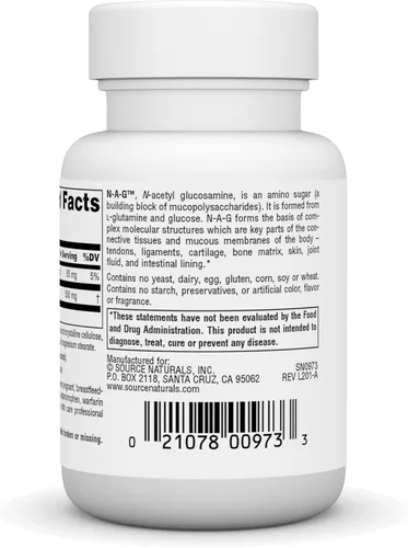 Vista 3 de Source Naturals N-A-G 250 mg de N-acetil glucosamina para apoyo articular y revestimiento intestinal - 60 tabletas