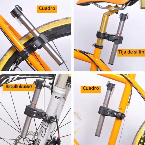 Vista 6 de Soporte de montaje de linterna de bicicleta, soporte de luz ajustable de rotación de 360º universal, estilo de hebilla doble de liberación rápida