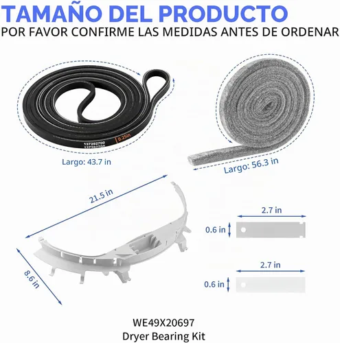 Vista 2 de WE49X20697 Kit de rodamientos de secadora compatible con GE Dryer Fix Noise