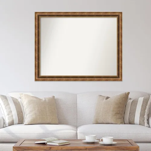 Vista 90 de Amanti Art Espejo de pared personalizado no biselado (25 x 25 pulgadas), marco de bronce acentuado, varios tamaños personalizados, espejo de baño