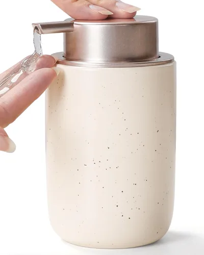 Vista 16 de BosilunLife Dispensador de jabón de espuma – Dispensador de espuma de cerámica para lavado de manos para baño, dispensador de jabón pequeño moderno