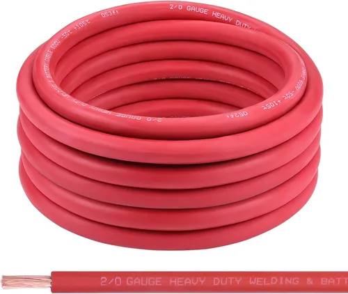 Vista 17 de Cable de batería calibre 1/0, 10 pies rojo + 10 pies negro, 1/0 AWG, alambre de cobre puro, cable de soldadura, para automotriz, batería, solar