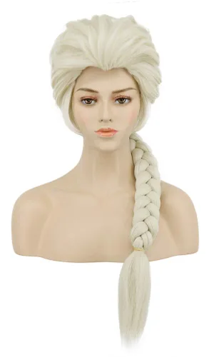 Vista 2 de VGbeaty Peluca larga trenzada beige para mujeres adultas, disfraz de fiesta de cosplay de Halloween (beige)