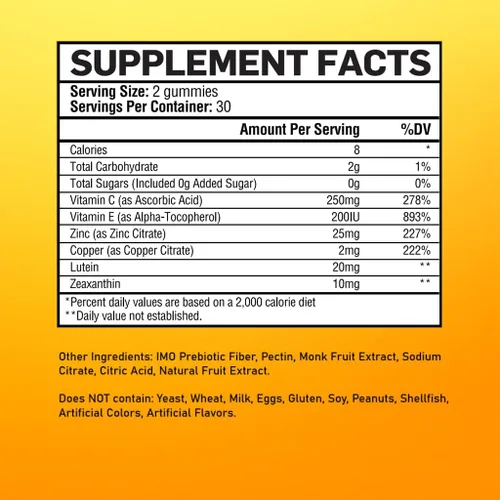 Vista 5 de Gomitas de luteína y zeaxantina - Vitaminas oculares para adultos mayores de 50 años - Suplementos de salud ocular para más de 50 adultos - Luteina