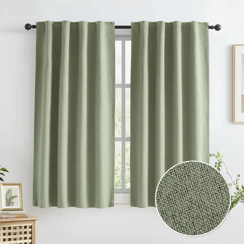 Vista 62 de KEQIAOSUOCAI - Cortinas opacas naturales de 108 pulgadas de largo, cortinas modernas con pestaña trasera, paneles plisados para sistema de cortina