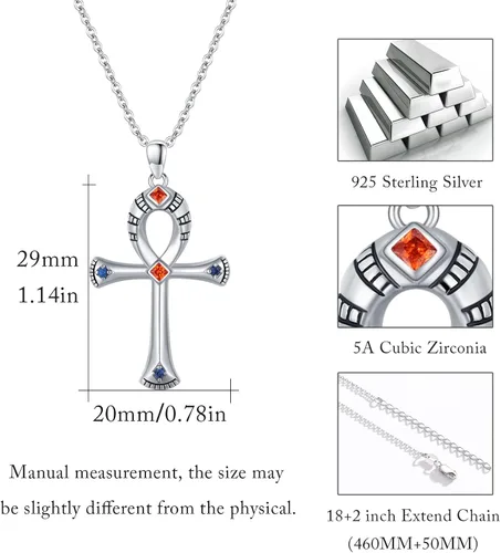 Vista 5 de OHAYOO 925 Sterling Silver Egyptian Jewelry Necklace AnkhEye of HorusAnubis Pendent Necklace Egyptian Amulet Gift for Women Girls