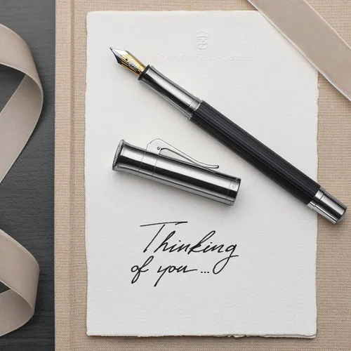 Vista 3 de Faber Castell 145551 - Pluma estilográfica, punta fina F, colección clásica, revestimiento de platino ébano, importación genuina