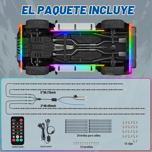 Vista 7 de Nilight 4 Piezas Tiras de Luces de Acento de Neón Underglow de Aluminio 396 LEDs Color de Ensueño Asistencia de Puerta Función Activa de Sonido