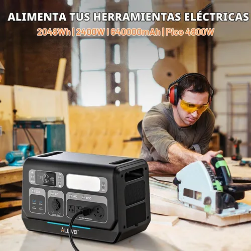 Vista 9 de ALLWEI Power Station 2400W (Peak 4800W), 2048Wh LiFePO4 Solar Generator