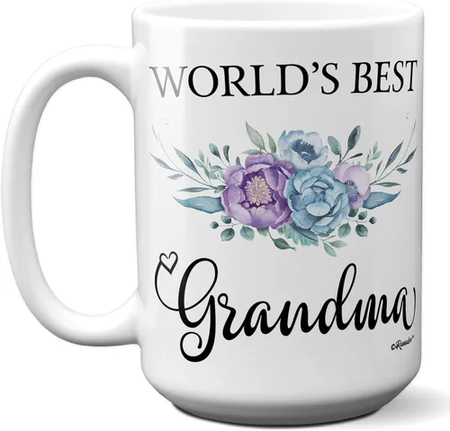 Vista 2 de Ransalex World's Best Grandma - Taza de café para el día de la madre, regalo para abuela, abuela, novedosa taza de té, regalo de Navidad para mamá