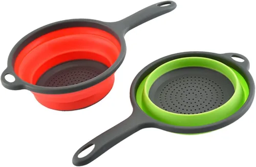 Vista 9 de NOLITOY Colador plegable de silicona con ranura para cuchara, filtros para nevera, colador de arroz, cuenco plegable para verduras, cesta de lavado