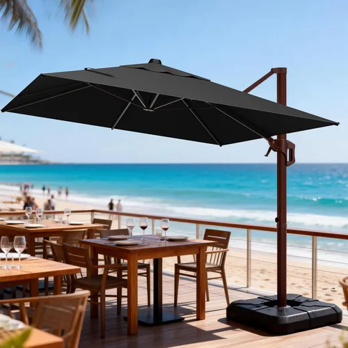 Vista 80 de Sombrilla de 10 x 13 pies para exteriores, sombrilla grande rectangular con viga voladiza, resistente, con rotación de 360°, sombrilla con Beige