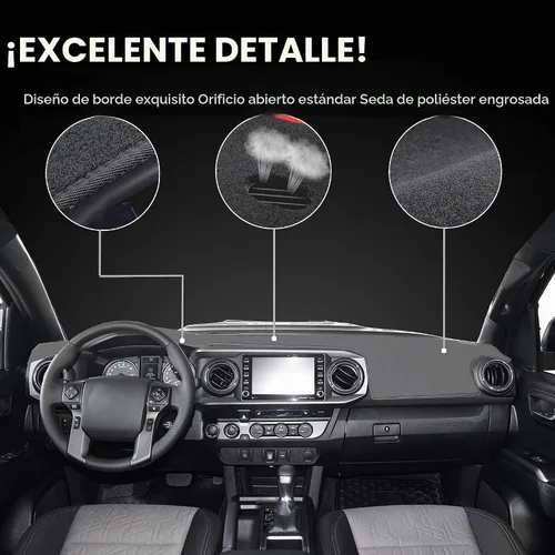 Vista 2 de Cubierta para salpicadero para accesorios Toyota Tacoma 2016-2022 2023, alfombrilla para salpicadero, alfombrilla para consola central, alfombrilla